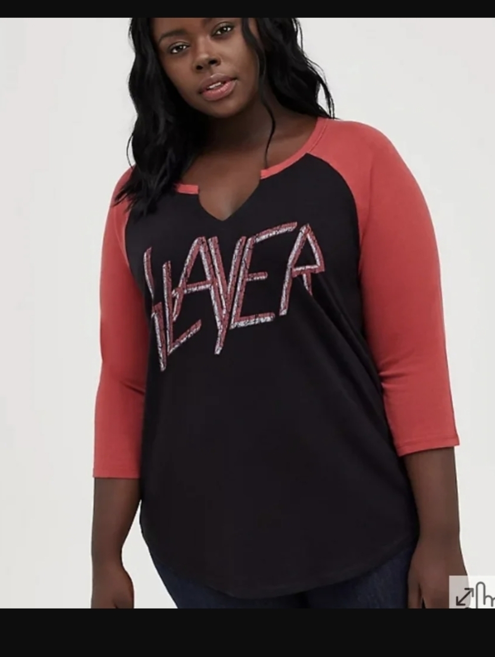 NWT SLAYER Raglan Tee Torrid Plus Size 4x Red and Black